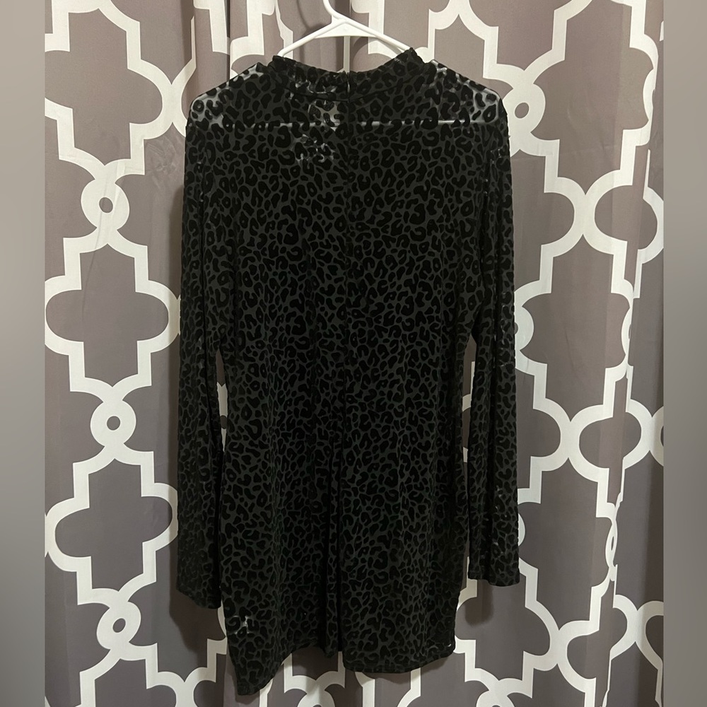 PLUS SIZE LEOPARD BODYCON DRESS BLACK